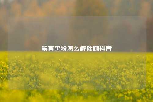 禁言黑粉怎么解除啊抖音