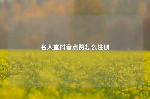 名人堂抖音点赞怎么注册